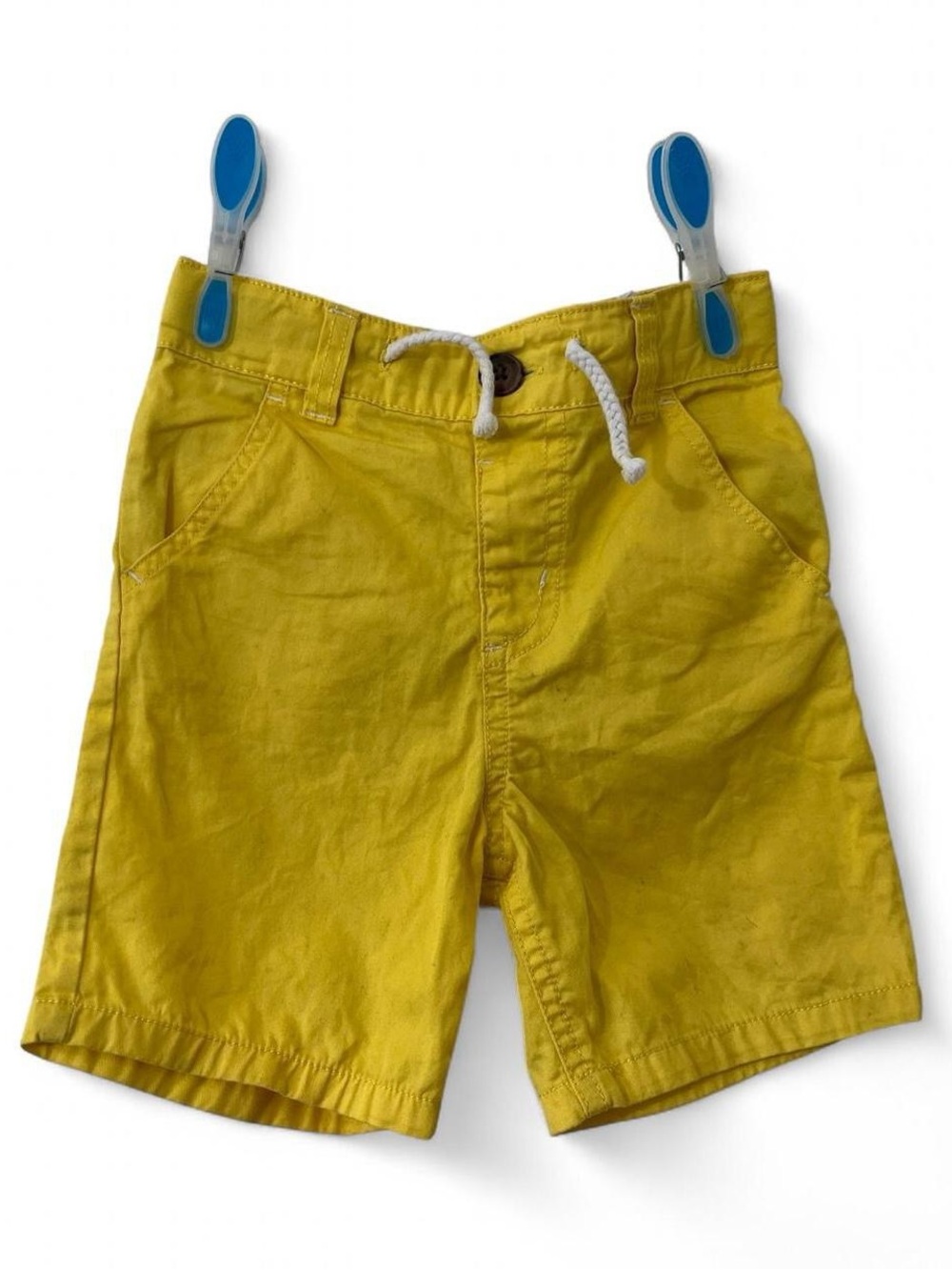 Toddler 2T Soft Canvas Bright Yellow Poplin Shorts Coastal Nautical Summer